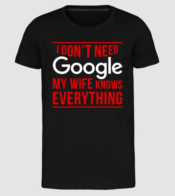 Google wife model negru pe tricou
