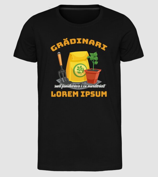 Grădinari model negru pe tricou
