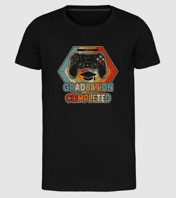 Graduation Completed model negru pe tricou