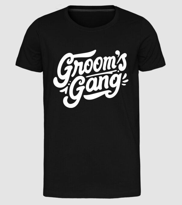 Grooms Gang model negru pe tricou