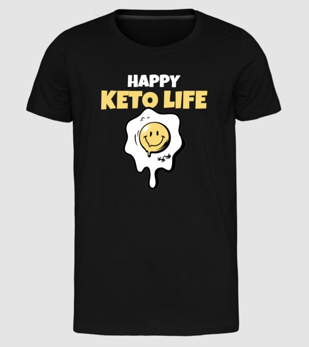 HAPPY KETO LIFE model negru pe tricou
