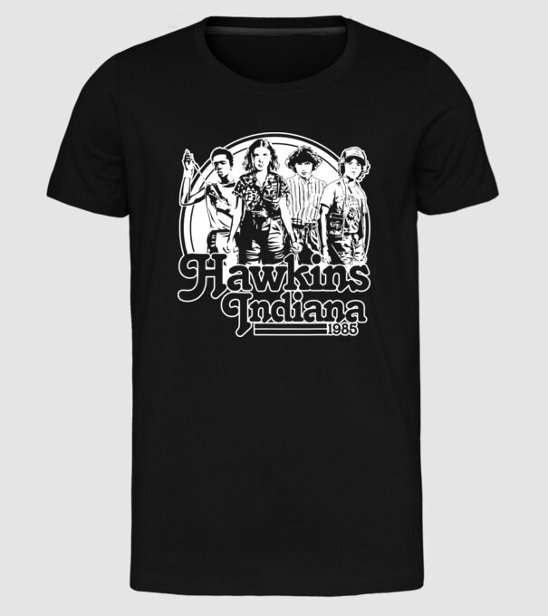hawkins indiana stranger things2 model negru pe tricou