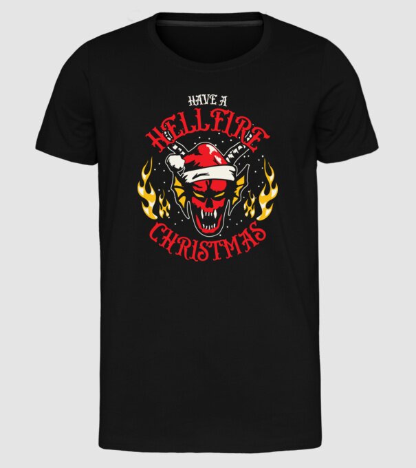 Hellfire Christmas model negru pe tricou