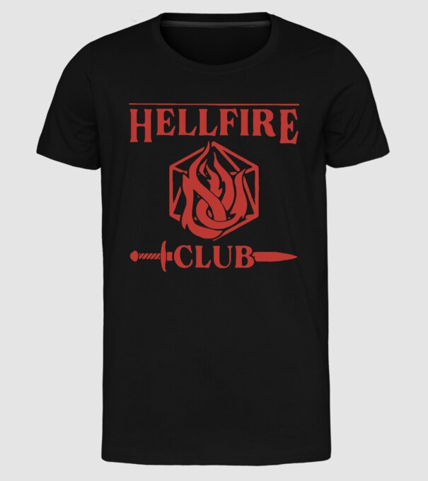hellfire club 85 model negru pe tricou