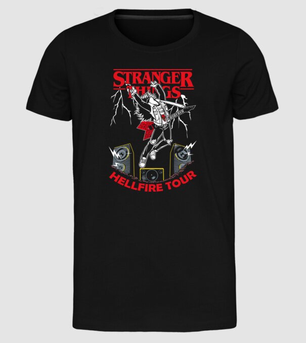HELLFIRE TOUR model negru pe tricou