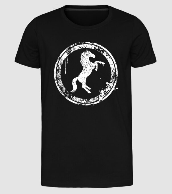 horse badge model negru pe tricou
