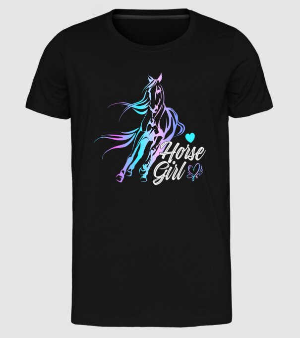 Horse girl 2 model negru pe tricou