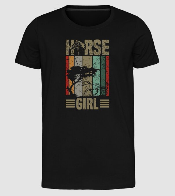 Horse girl model negru pe tricou