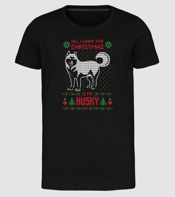 Husky model negru pe tricou