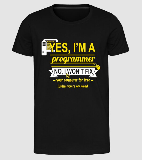I am a programmer model negru pe tricou