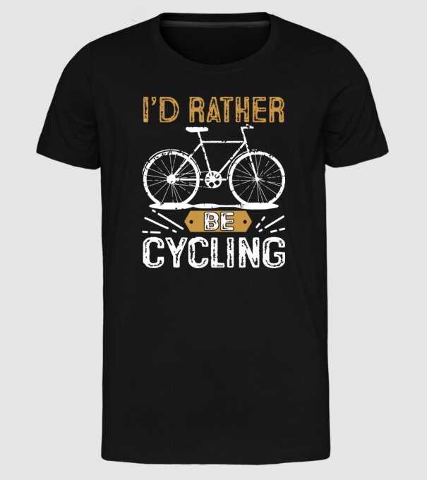 I'd rather be cycling model negru pe tricou
