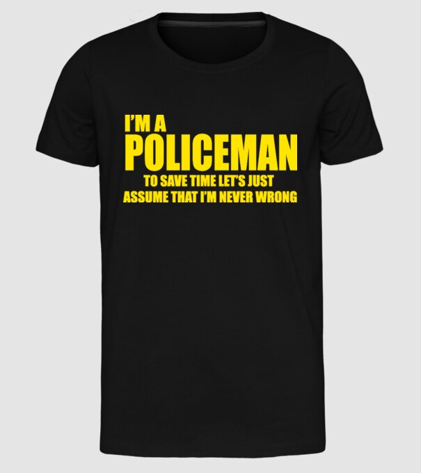 'I''m a policeman' model negru pe tricou