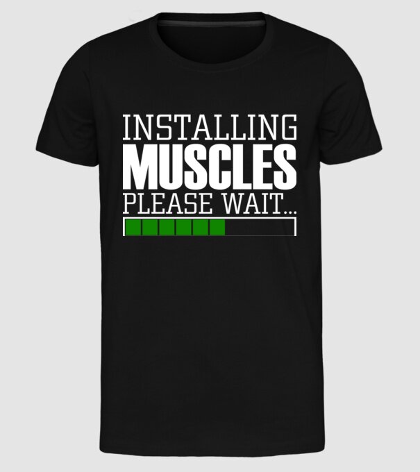 Încărcare mușchi în curs model negru pe tricou