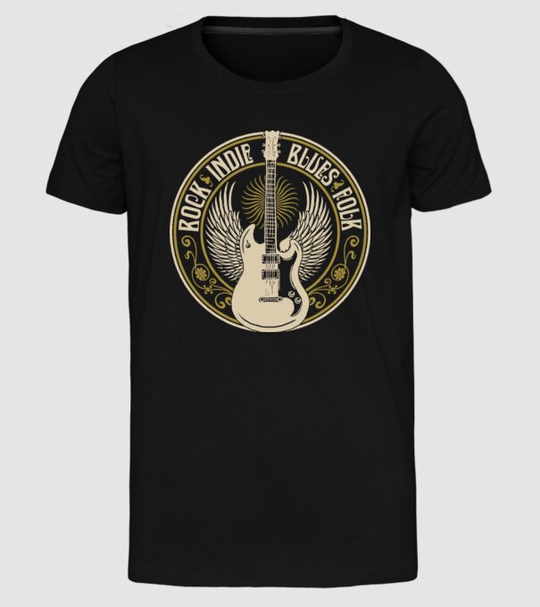 Indie rock model negru pe tricou