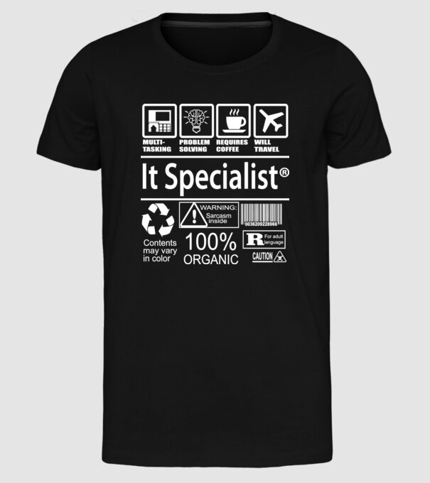 IT specialist model negru pe tricou