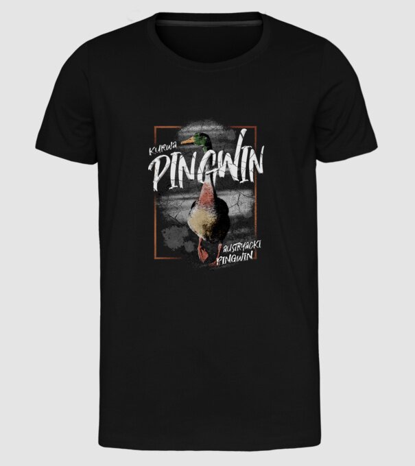 Kurwa pingwin model negru pe tricou