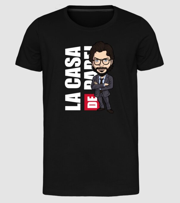 la cas de papel professor model negru pe tricou