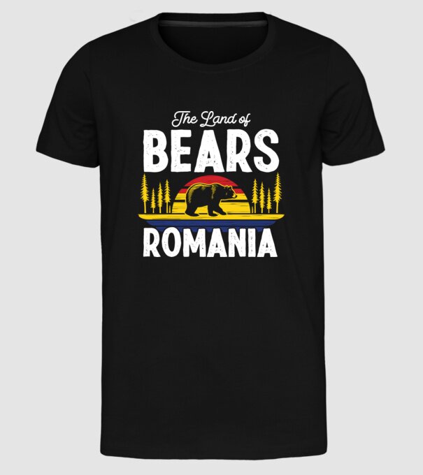 Land of Bears model negru pe tricou