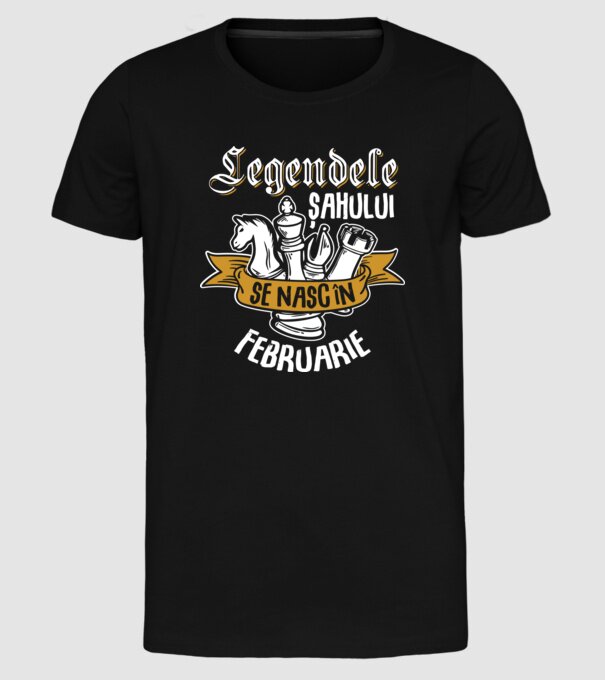 Legendele șahului se nasc în februarie model negru pe tricou