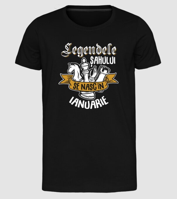 Legendele șahului se nasc în ianuarie model negru pe tricou