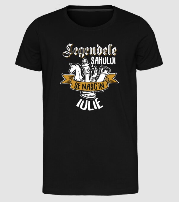 Legendele șahului se nasc în iulie model negru pe tricou
