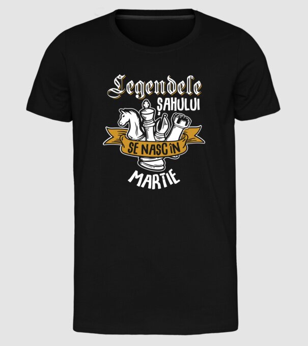 Legendele șahului se nasc în martie model negru pe tricou