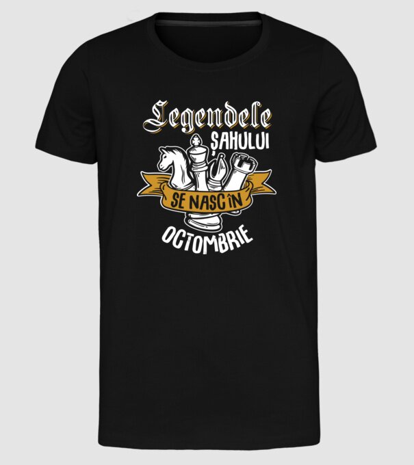 Legendele șahului se nasc în octombrie model negru pe tricou