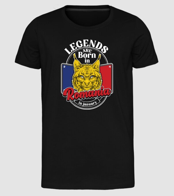 Legends are born in România january model negru pe tricou