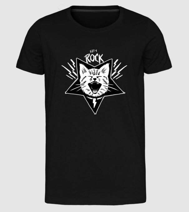 Let's rock model negru pe tricou
