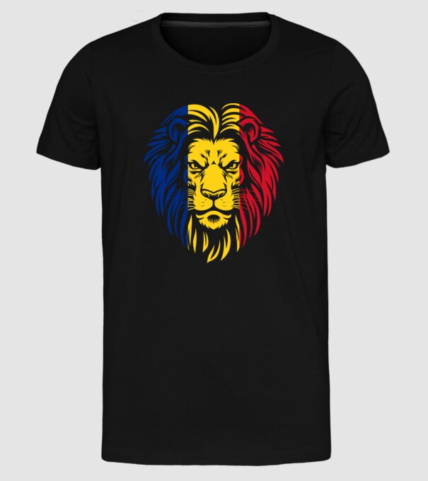 Leul românesc model negru pe tricou
