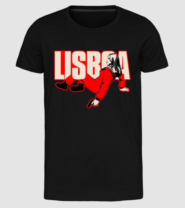 lisboa la casa de papel model negru pe tricou