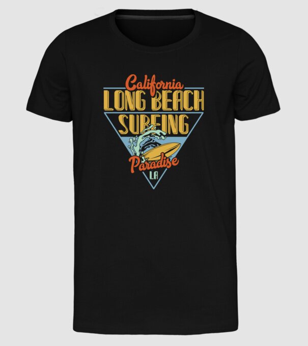 Long Beach model negru pe tricou