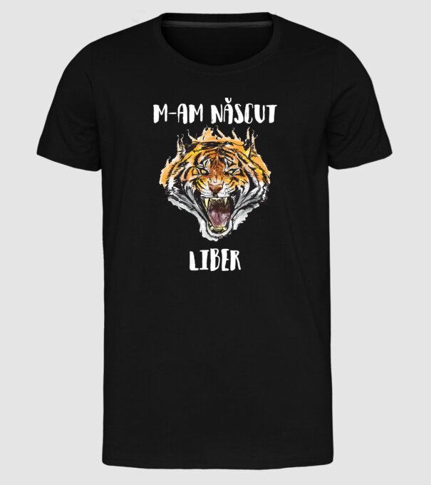 m-am născut liber model negru pe tricou