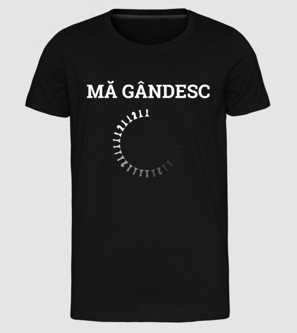 Mă gândesc model negru pe tricou