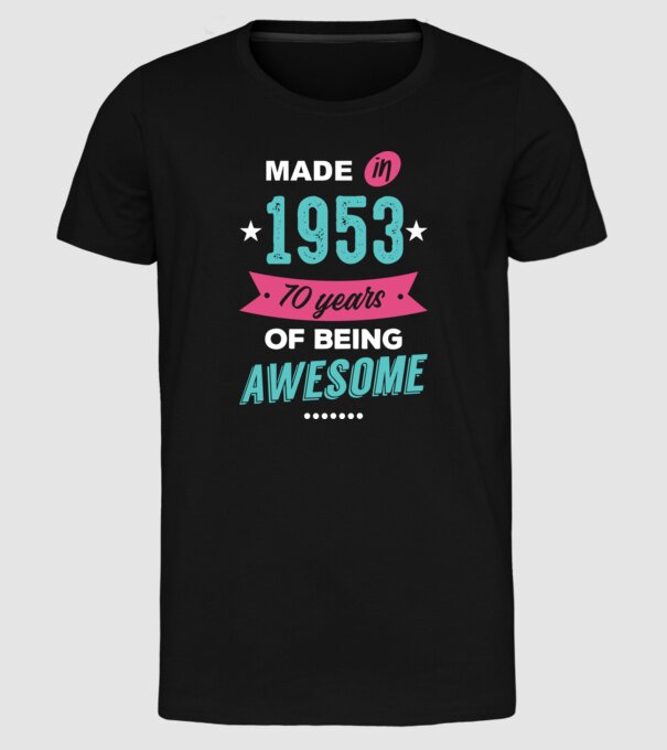 Made in 1953 model negru pe tricou