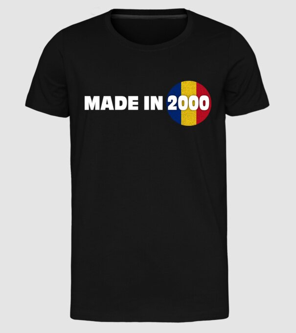 Made in 2000 model negru pe tricou