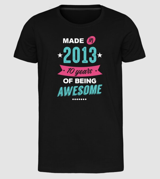 Made in 2013 model negru pe tricou