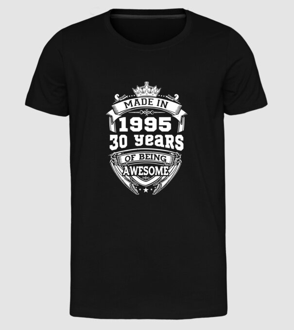 Made in awesome 1995 model negru pe tricou