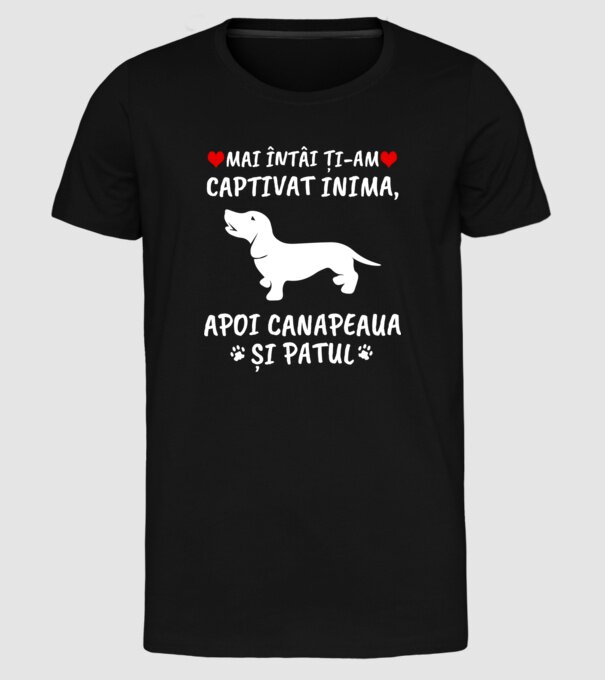 Mai întâi ți-am captivat inima, apoi canapeaua și patul model negru pe tricou