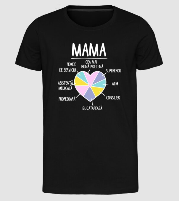 Mama cea mai bună prietenă, supererou model negru pe tricou