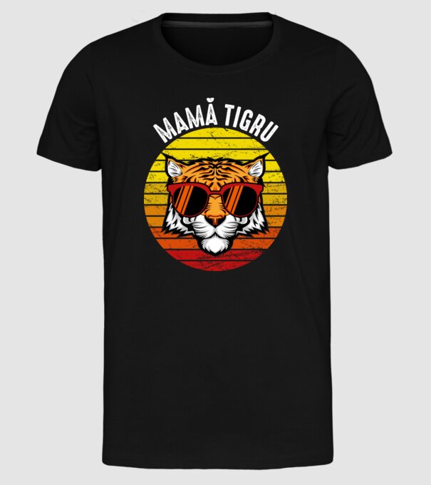 mamă tigru model negru pe tricou