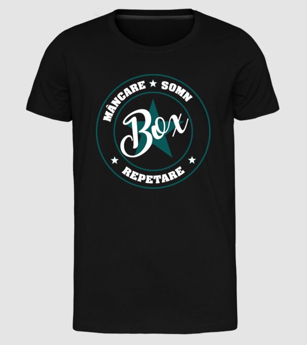 mâncare somn box reluare model negru pe tricou