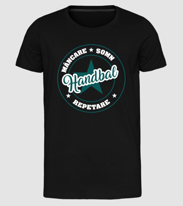 mâncare somn repetare HANDBAL model negru pe tricou