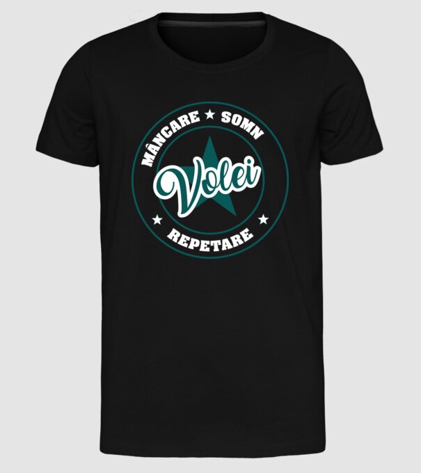 mâncare somn repetare VOLEI model negru pe tricou
