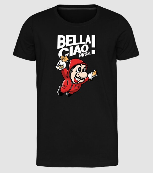 mario la casa de papel model negru pe tricou