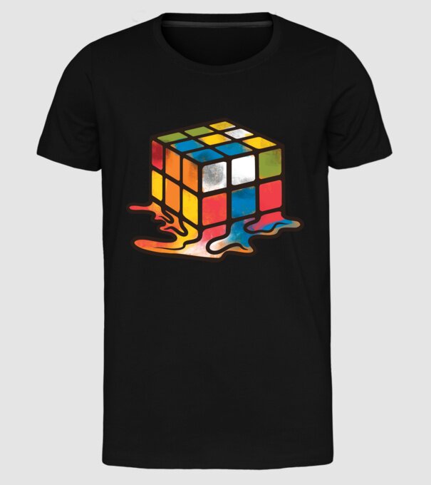 Melted Rubik model negru pe tricou