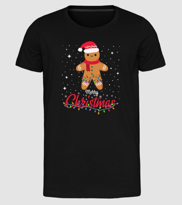 Merry christmas cookie model negru pe tricou