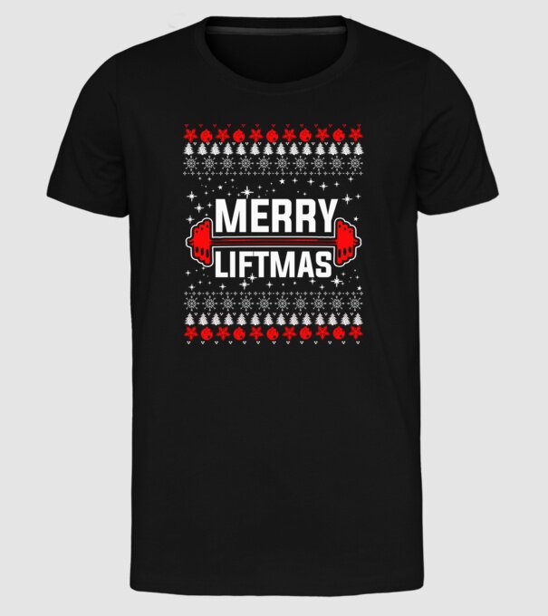 Merry liftmas 1 model negru pe tricou