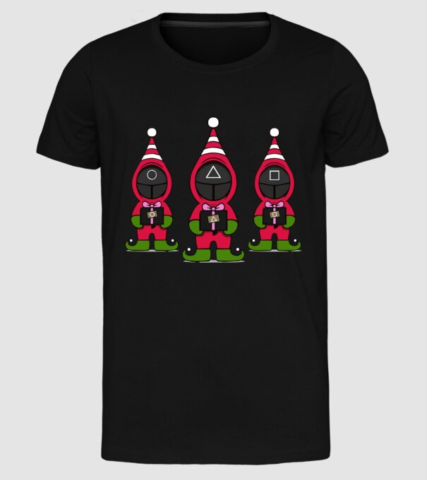 merry squid game model negru pe tricou