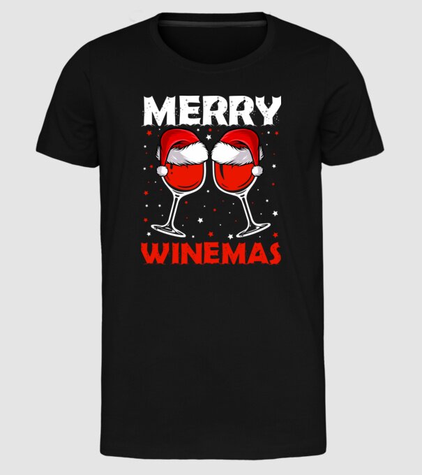 Merry winemas model negru pe tricou